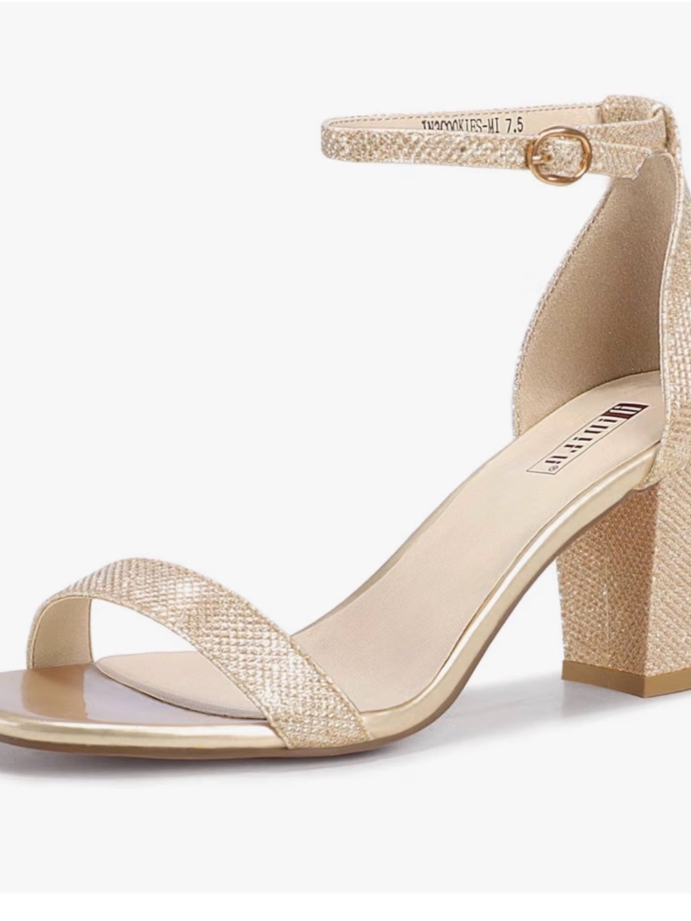 IDIFU Metallic Gold Block Heel Ankle-Strap Sandal
